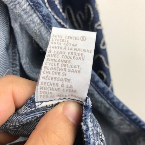 TanJay Floral Embroidered Oversized Denim Open Front Jacket Tencel cotton S P - Picture 12 of 13